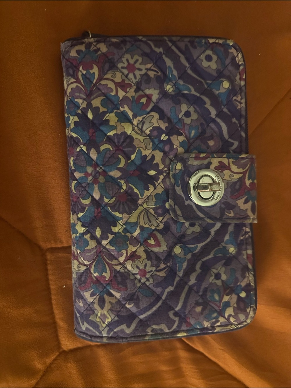 Vera Bradley Purple Floral Quilted Folio with Turn-Lock